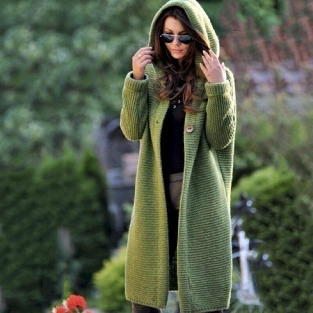 Cozy Hooded Sweater Cotton Mix Jacket