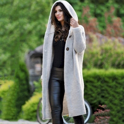 Cozy Hooded Sweater Cotton Mix Jacket