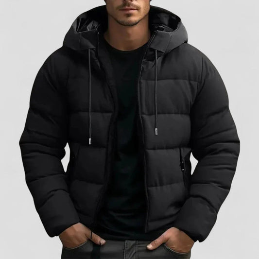 Hooded Puffer Jacket Winter Warm Quilted Coat For Men
