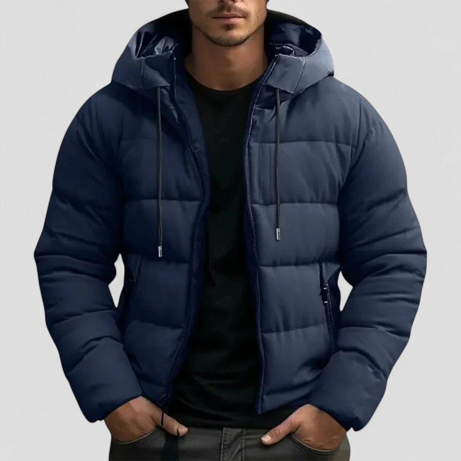 VogeLuxe | Men’s Two Tone Chevron Hooded Winter Puffer Jacket
