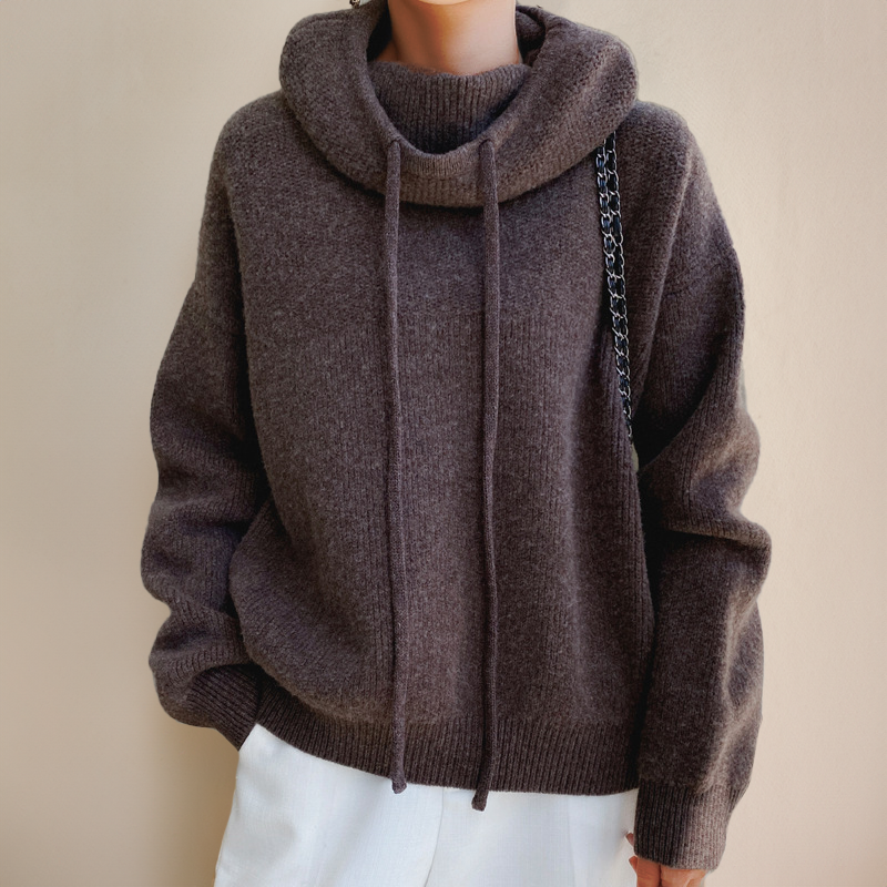 Cozy Women's Oversized Knit Hooded Sweatshirt