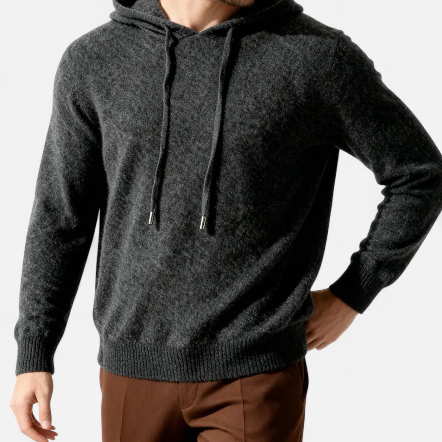 VogeLuxe | Men’s Minimalist Knit Pullover Hoodie