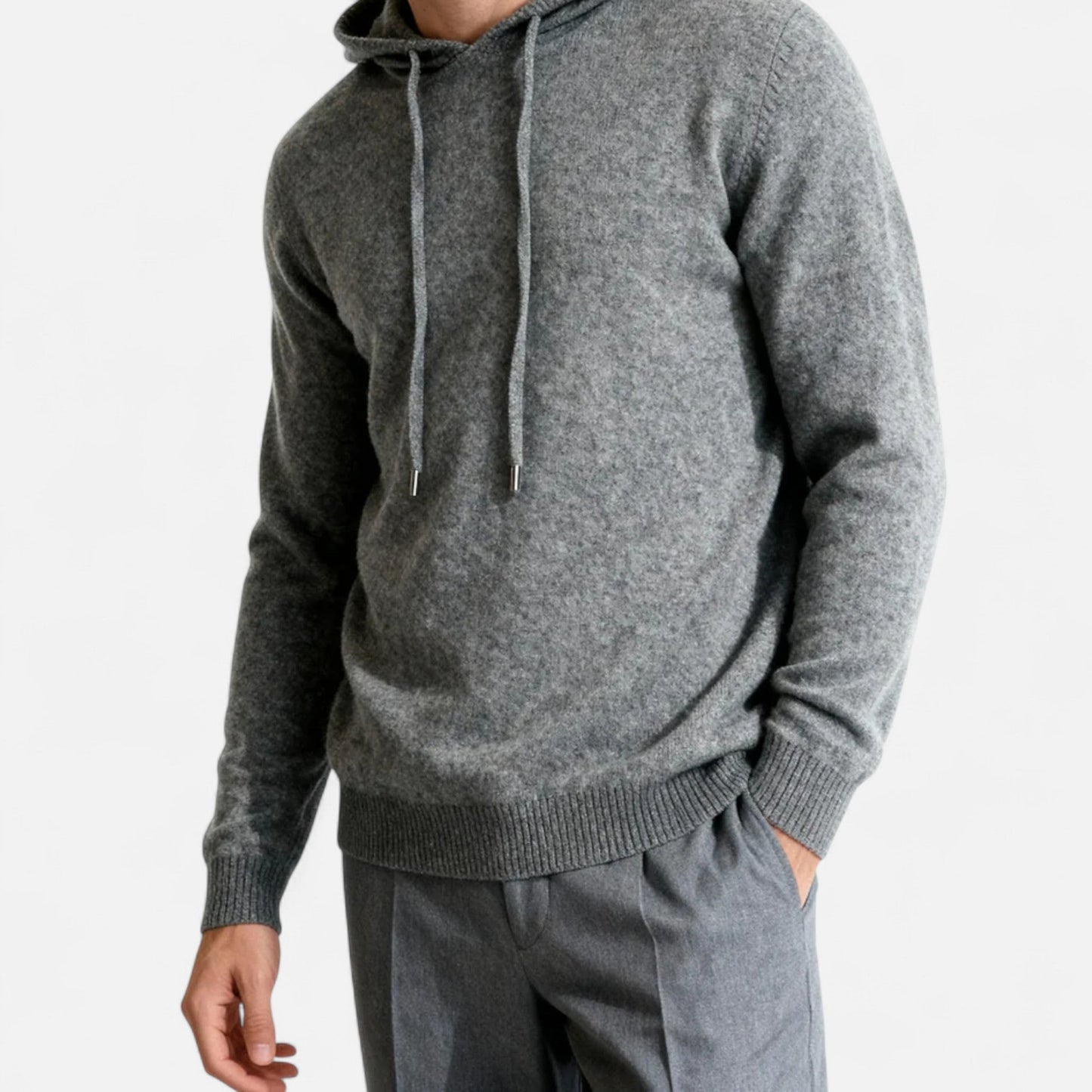 VogeLuxe | Men’s Minimalist Knit Pullover Hoodie