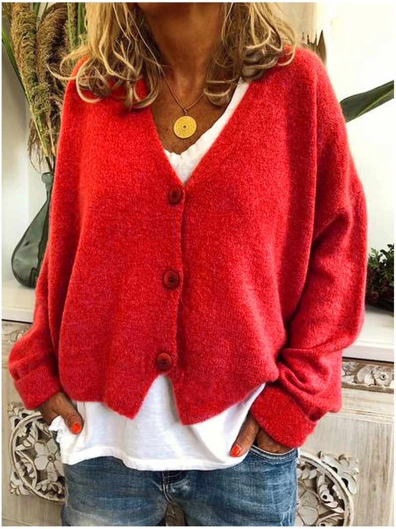 Soft Women's Warm V-neck Winter Cardigan Sweater