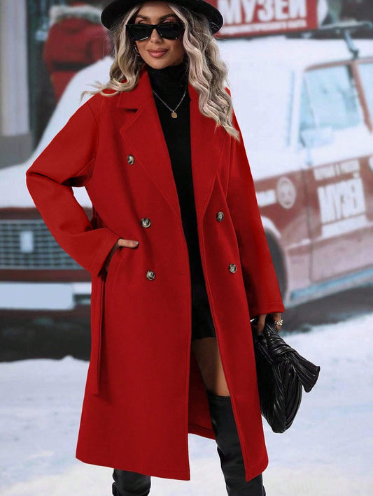 Classic Double Breasted Women's Coat - VogeLuxe