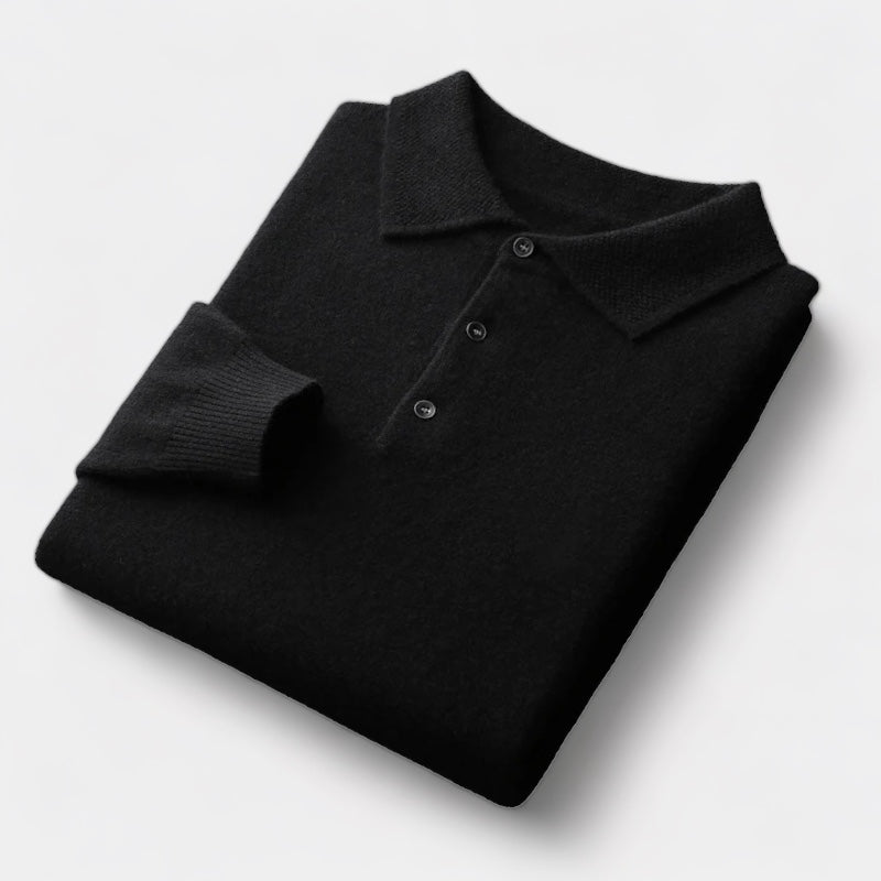 Men's Soft Knitted Polo - Classic Wool Blend - VogeLuxe