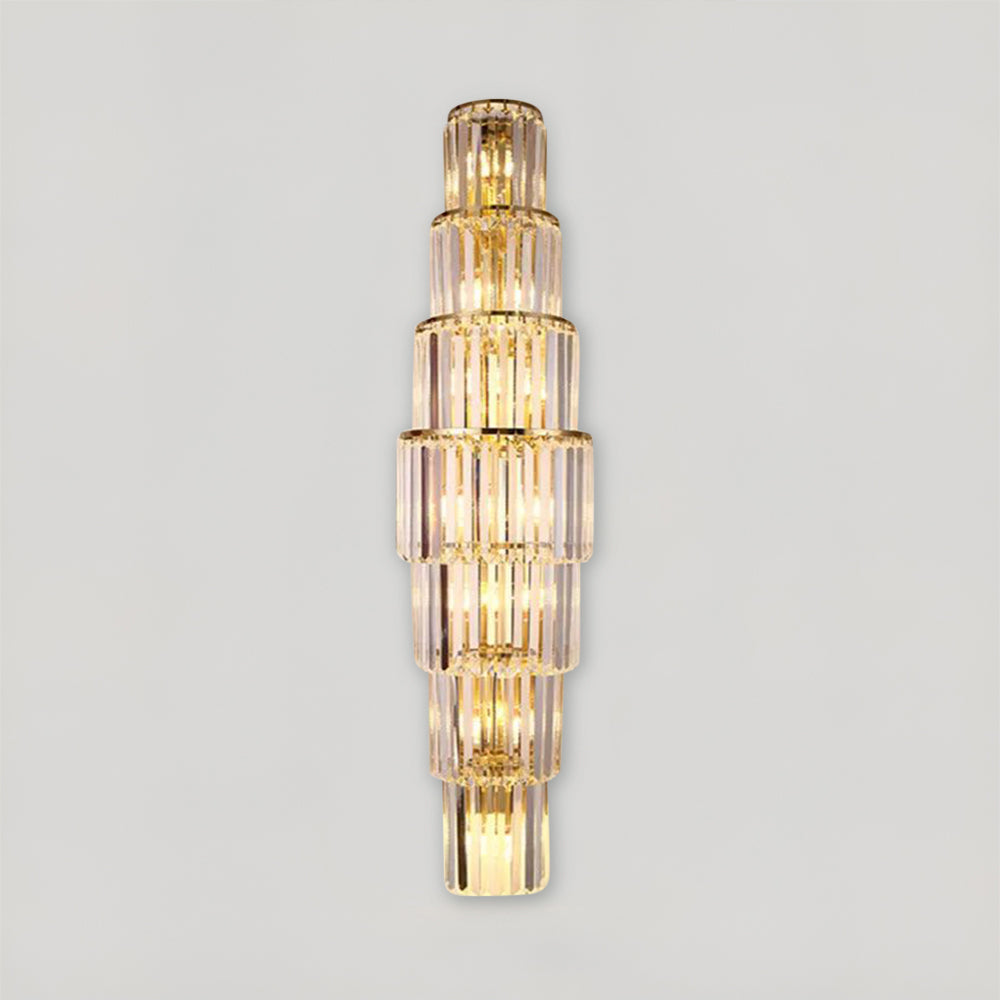 Beautiful Crystal Column Wall Light With Soft Glow - VogeLuxe