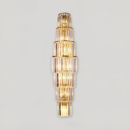 Beautiful Crystal Column Wall Light With Soft Glow - VogeLuxe
