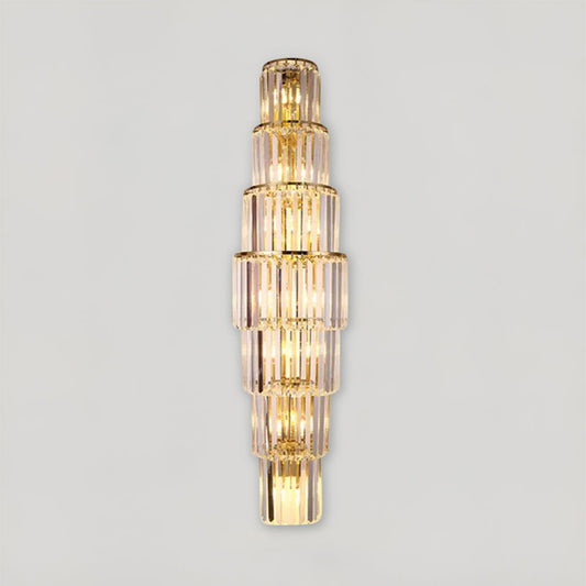 Beautiful Crystal Column Wall Light With Soft Glow - VogeLuxe