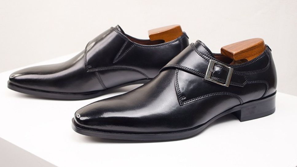 VogeLuxe | Men’s Square-Toe Leather Buckle Dress Shoes
