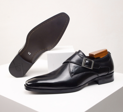 VogeLuxe | Men’s Square-Toe Leather Buckle Dress Shoes