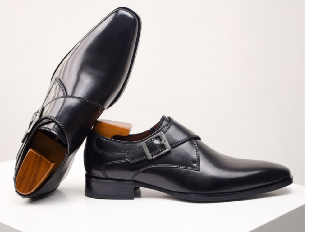 VogeLuxe | Men’s Square-Toe Leather Buckle Dress Shoes