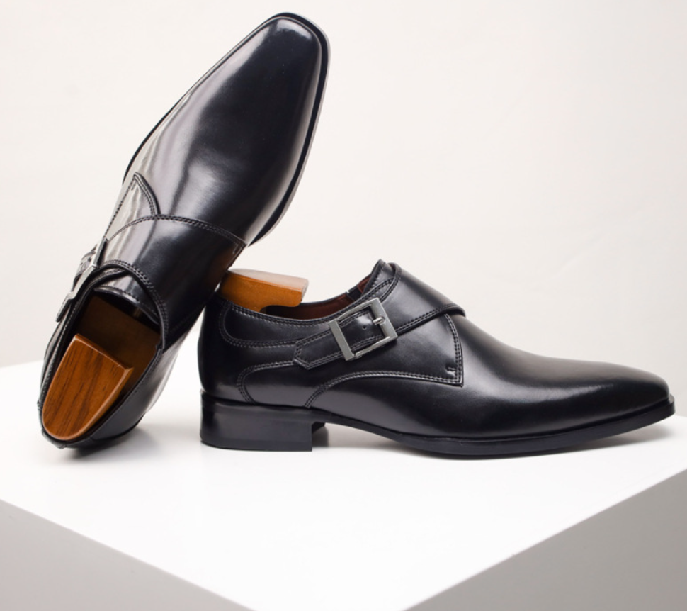 VogeLuxe | Men’s Square-Toe Leather Buckle Dress Shoes