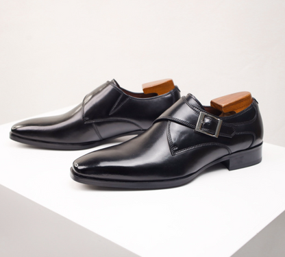 VogeLuxe | Men’s Square-Toe Leather Buckle Dress Shoes