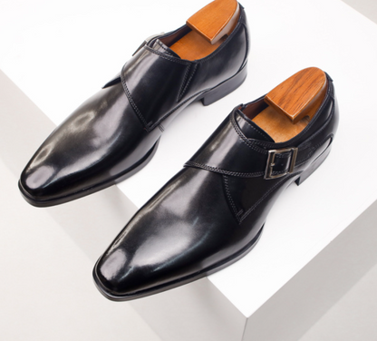 VogeLuxe | Men’s Square-Toe Leather Buckle Dress Shoes