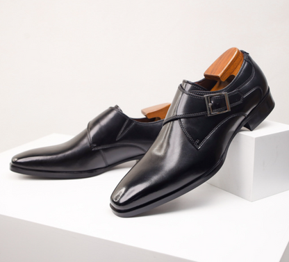 VogeLuxe | Men’s Square-Toe Leather Buckle Dress Shoes