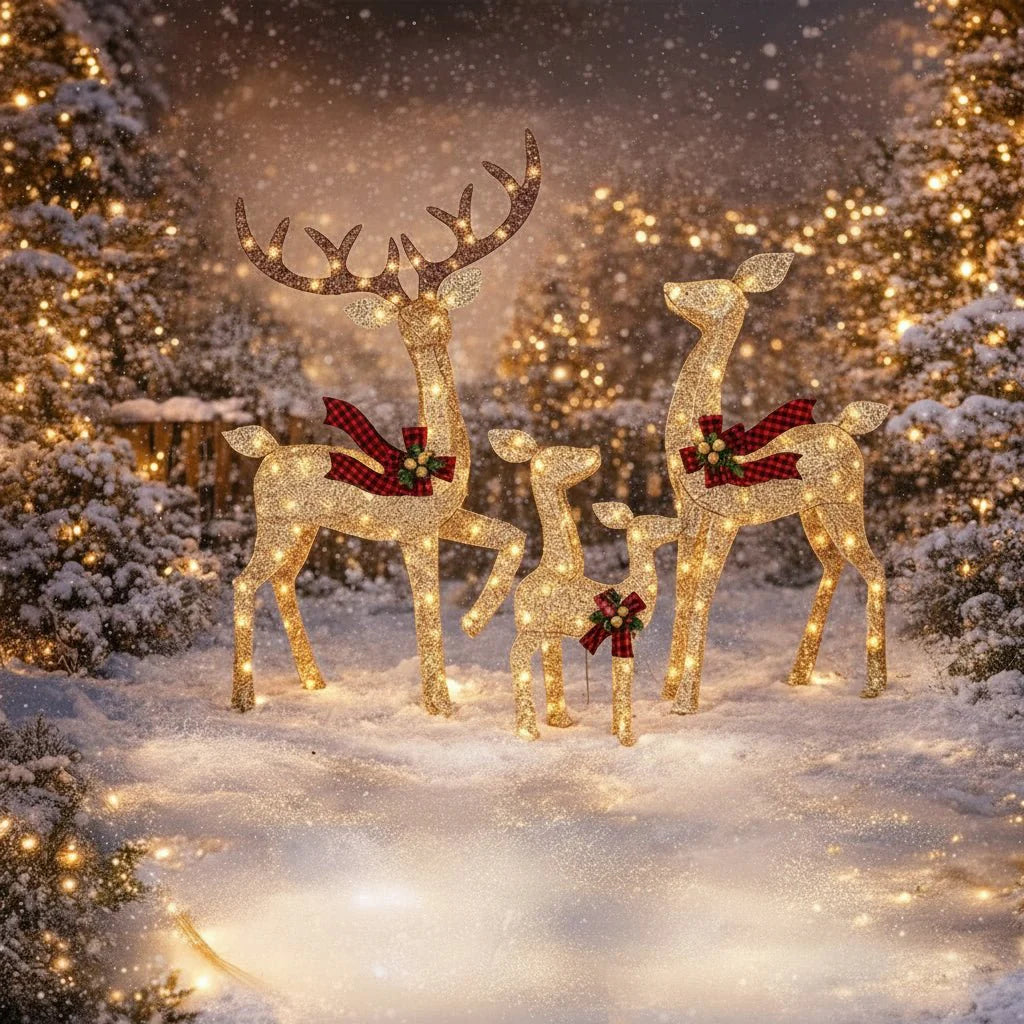 Festive Outdoor Reindeer String Lights Waterproof Christmas Decor - VogeLuxe