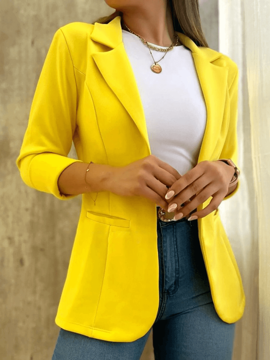 Fitted Ladies Open Front Jacket with Pockets