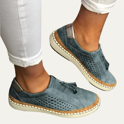 VogeLuxe | Women’s Suede Look Low Top Loafers with Tassel Detail