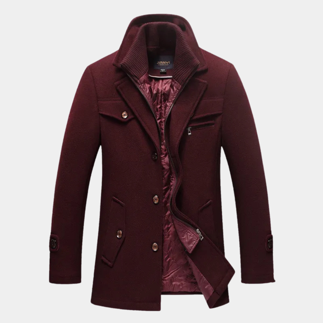 VogeLuxe | Men’s Wool Blend Car Coat with Quilted Zip Lining