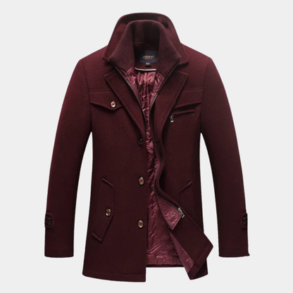 VogeLuxe | Men’s Wool Blend Car Coat with Quilted Zip Lining