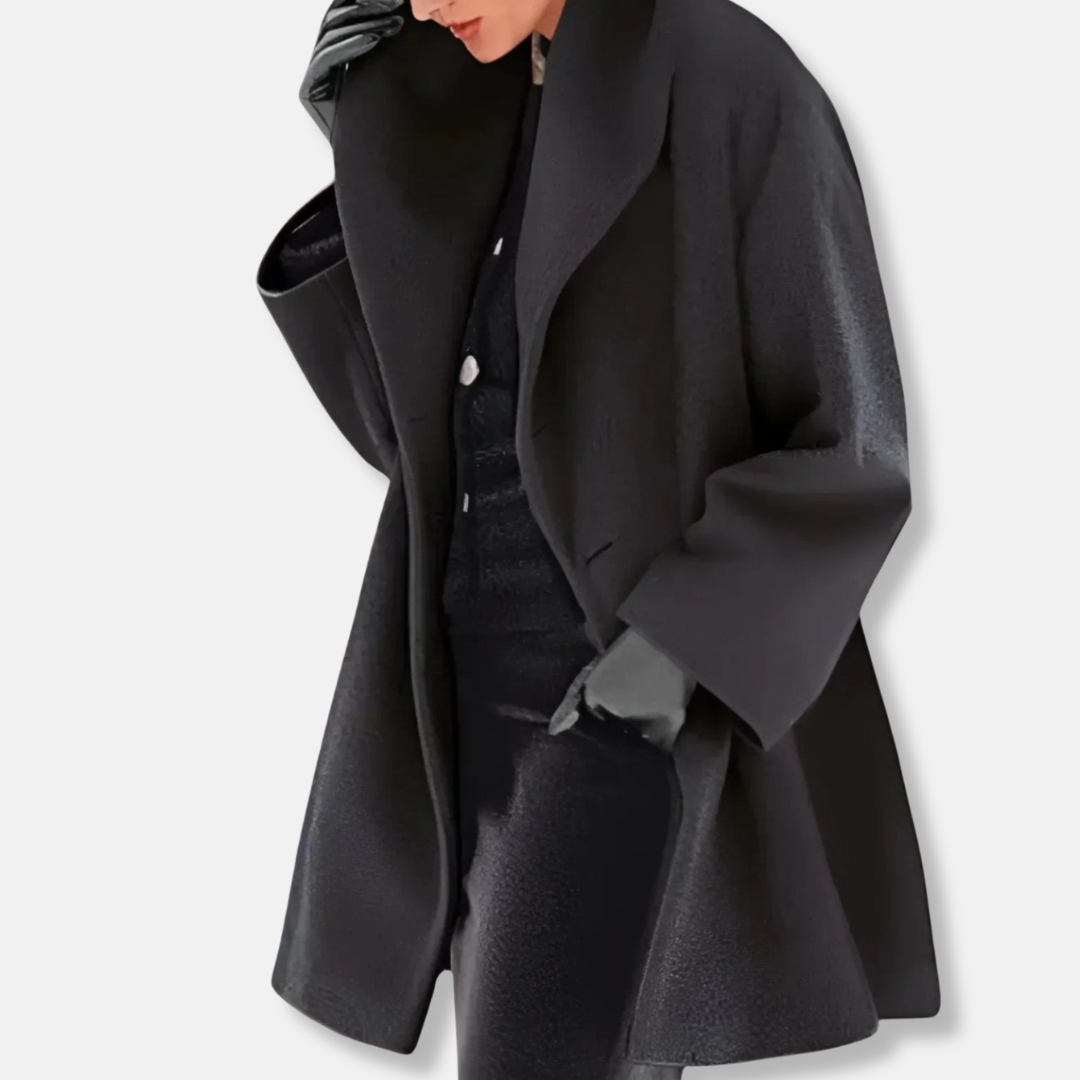 Isabella A-Line Coat | Collared Lapel Button Front Coat 0