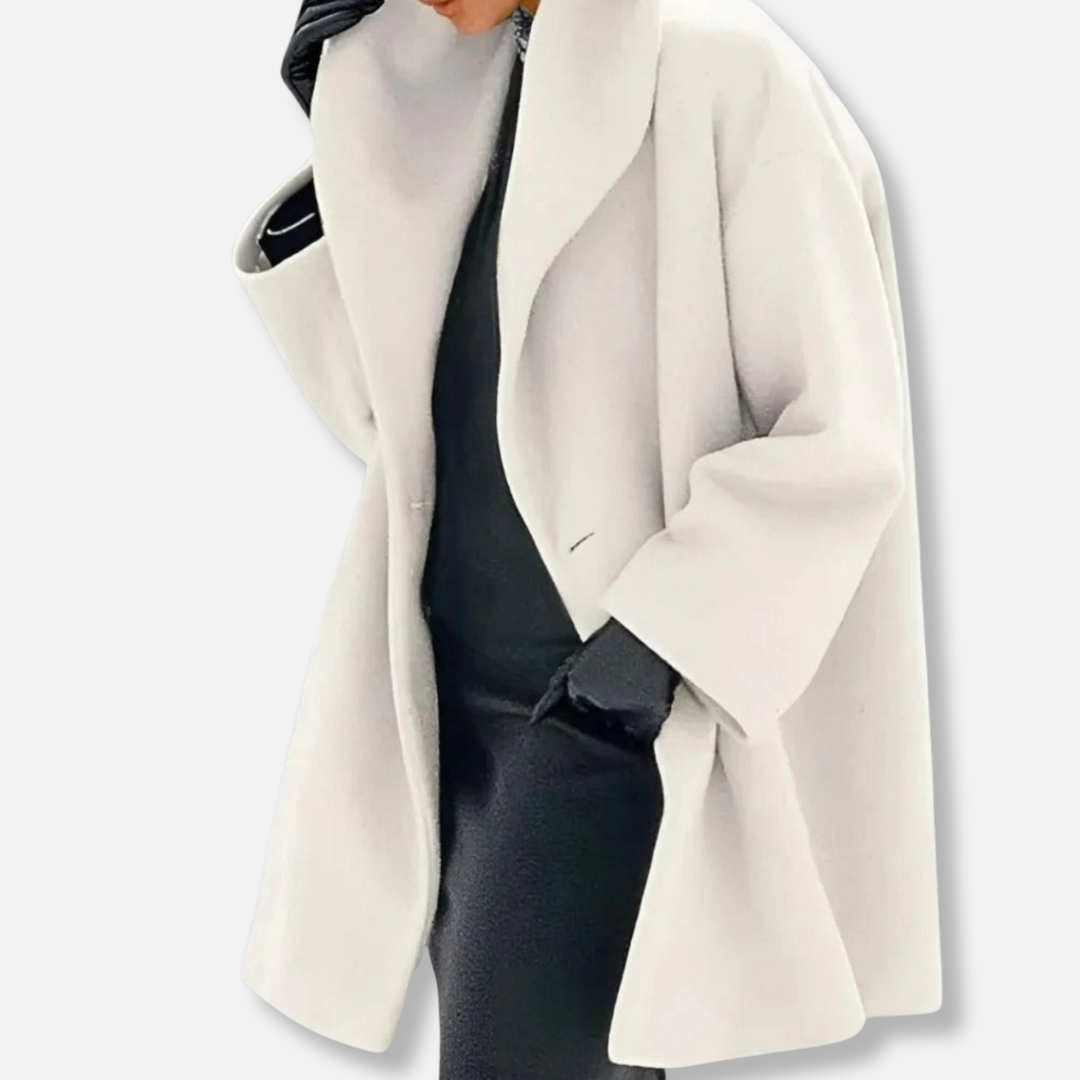 Isabella A-Line Coat | Collared Lapel Button Front Coat 1