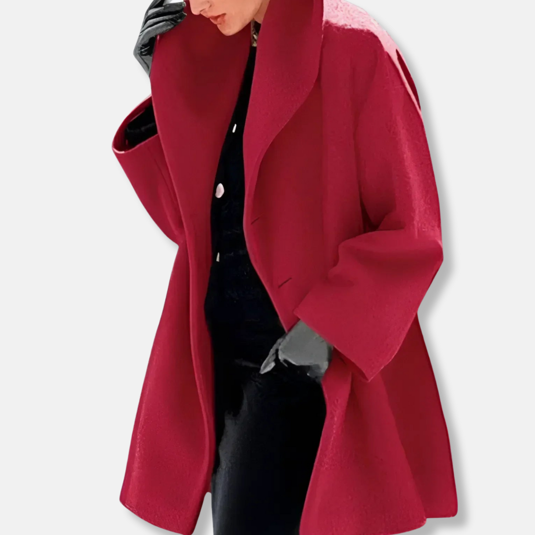 Isabella A-Line Coat | Collared Lapel Button Front Coat 3