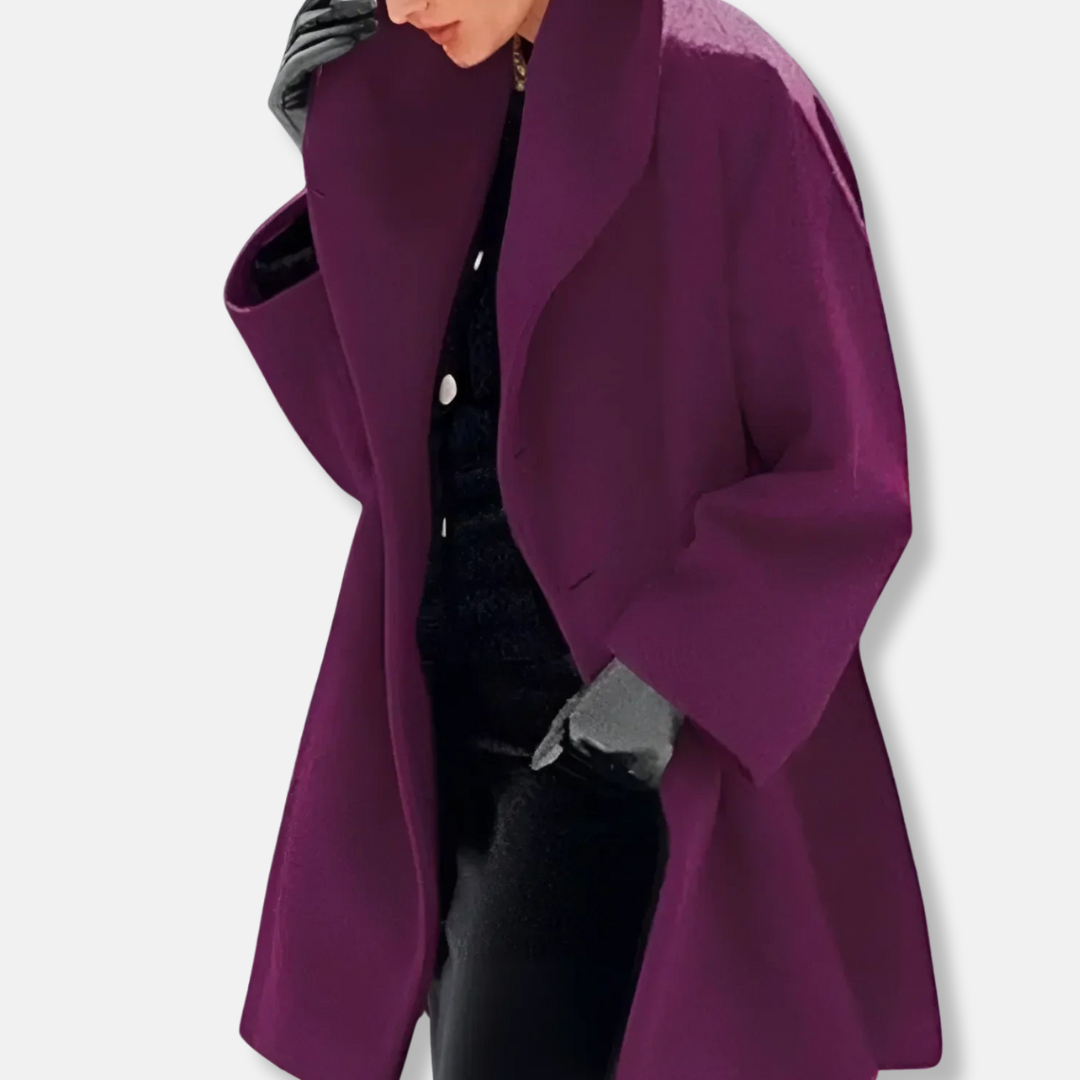 Isabella A-Line Coat | Collared Lapel Button Front Coat 4