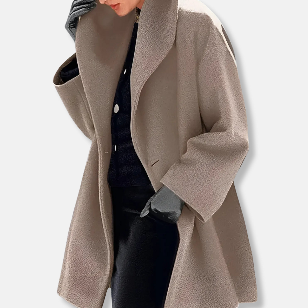 Isabella A-Line Coat | Collared Lapel Button Front Coat 5