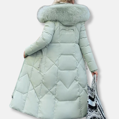 Isabella Hooded Puffer Coat | Quilted Fur Trimmed Hooded Puffer Coat 8