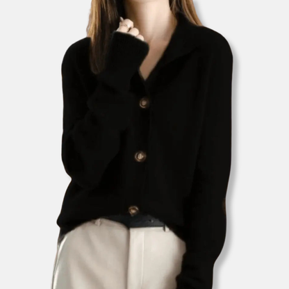 Isla Wool Relaxed Fit Cardigan | Collared Button Front Cardigan 4