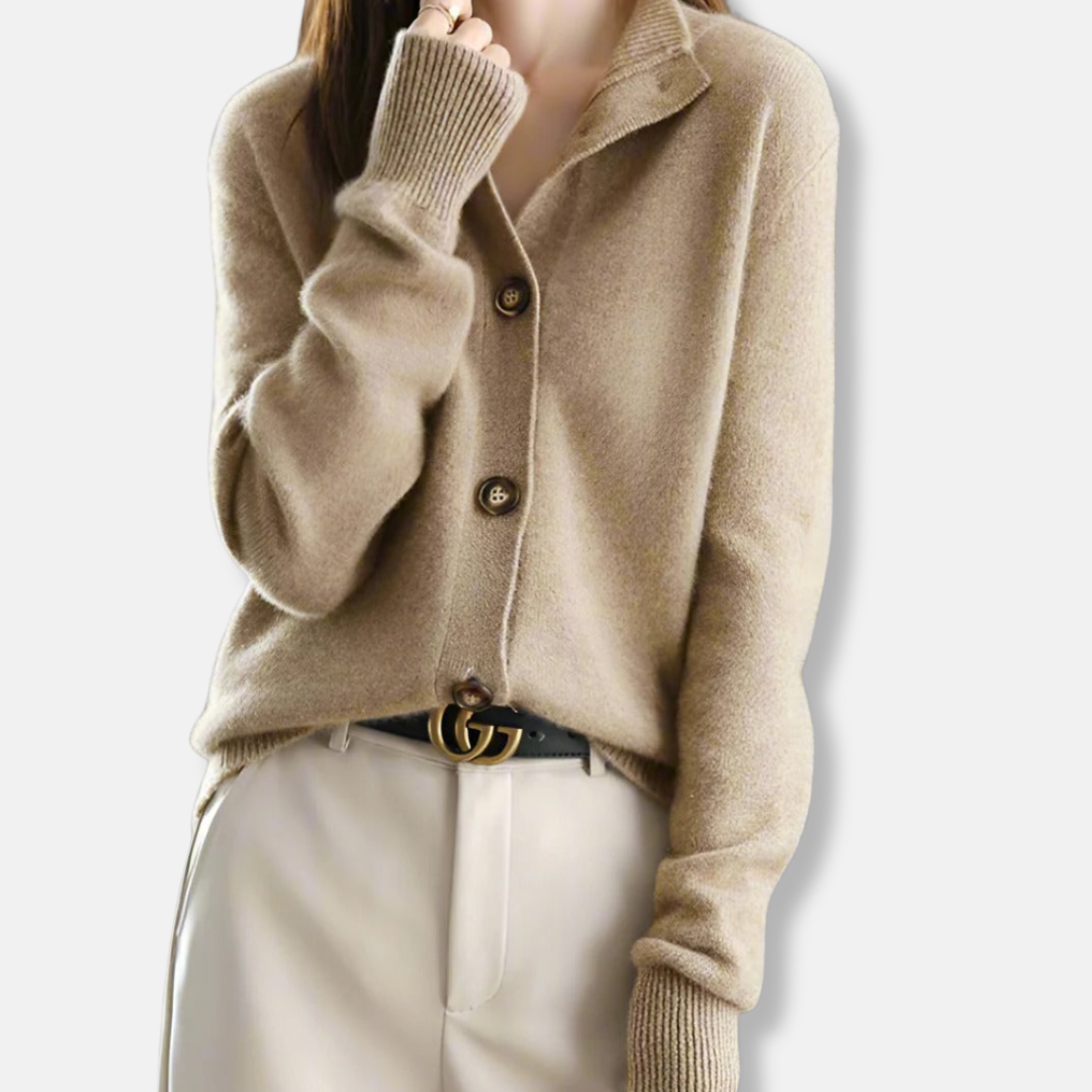 Isla  Relaxed Fit Cardigan | Mock Neck Button Front Cardigan 3