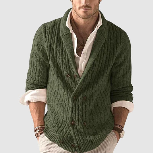 Jack Wool Double-Breasted Shawl Collar Cardigan | Relaxed Fit Cable Knit Cardigan 0