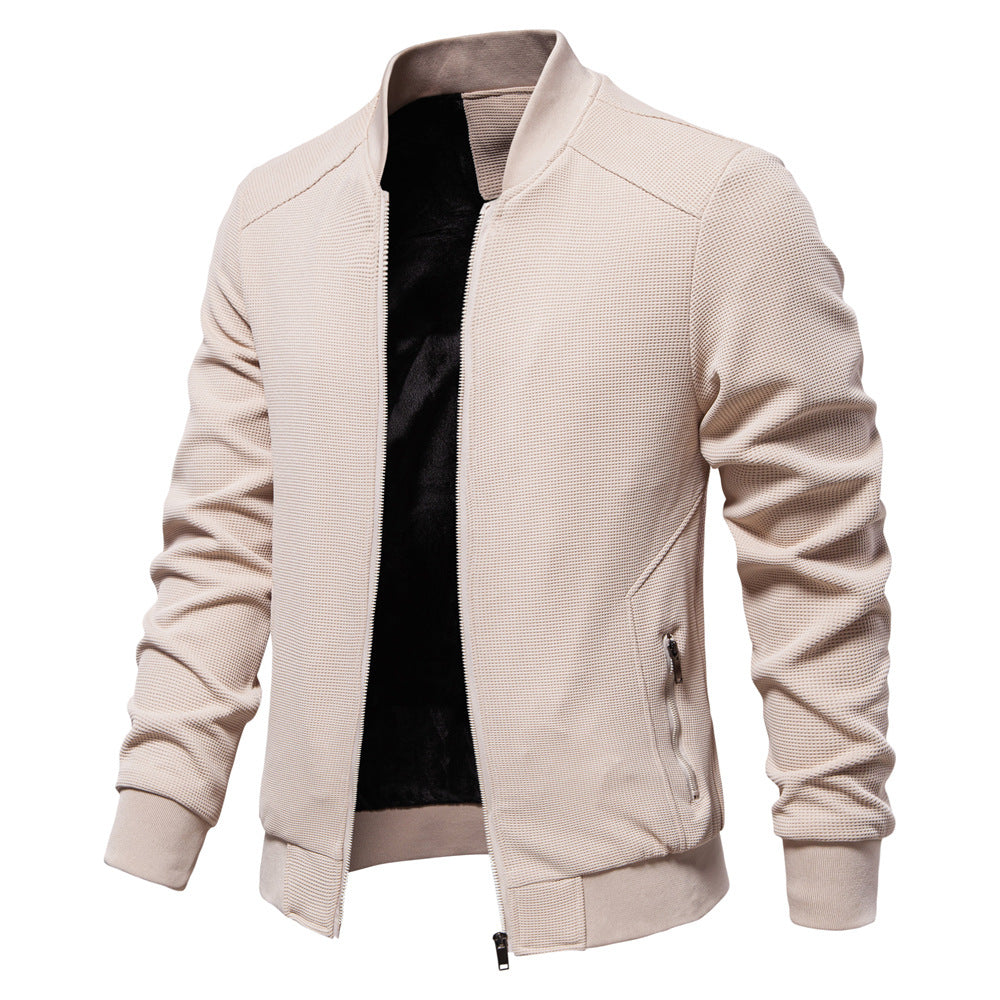VogeLuxe | Men’s Stylish Textured Knit Bomber Jacket
