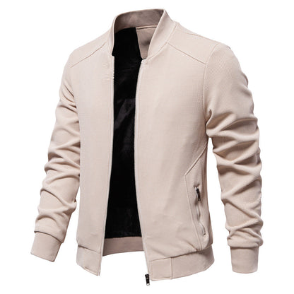 VogeLuxe | Men’s Stylish Textured Knit Bomber Jacket