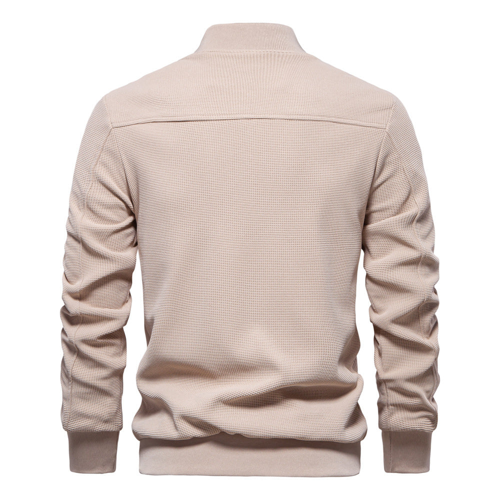 VogeLuxe | Men’s Stylish Textured Knit Bomber Jacket