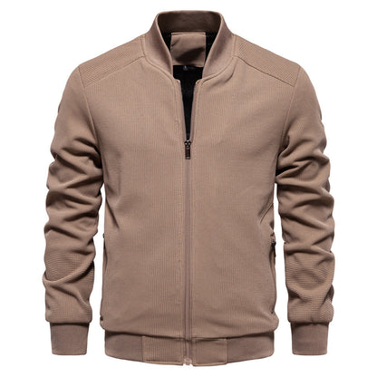 VogeLuxe | Men’s Stylish Textured Knit Bomber Jacket
