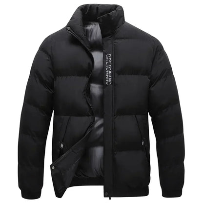 Warm Men's Puffer Coat with Stand Collar