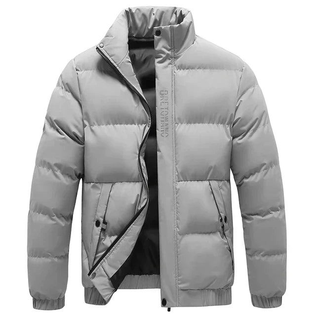 Warm Men's Puffer Coat with Stand Collar