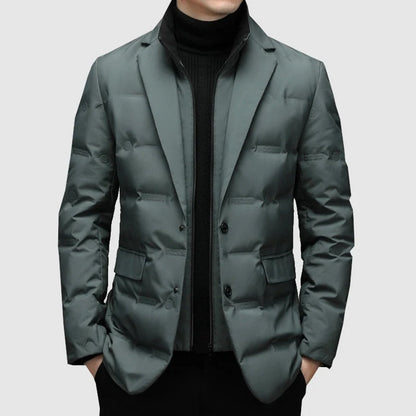 VogeLuxe | Men’s Warm Stand Collar Two Piece Look Winter Blazer Jacket