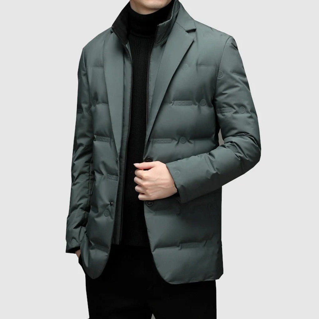 VogeLuxe | Men’s Warm Stand Collar Two Piece Look Winter Blazer Jacket