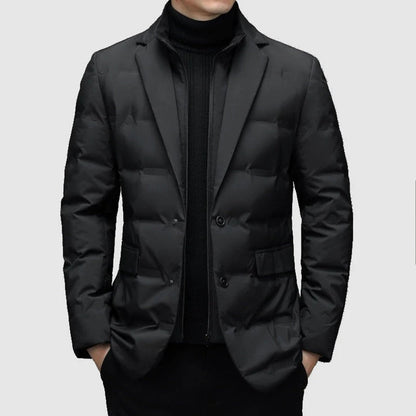 VogeLuxe | Men’s Warm Stand Collar Two Piece Look Winter Blazer Jacket