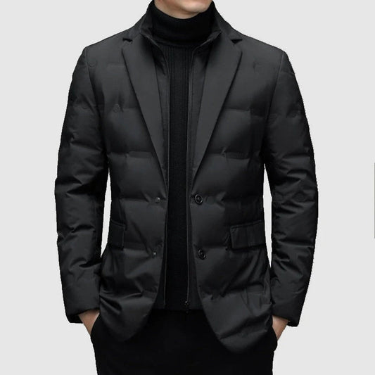 VogeLuxe | Men’s Warm Stand Collar Two Piece Look Winter Blazer Jacket