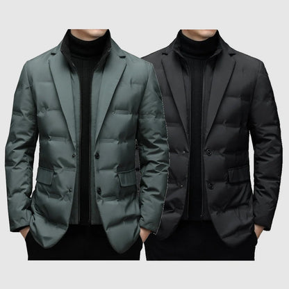 VogeLuxe | Men’s Warm Stand Collar Two Piece Look Winter Blazer Jacket