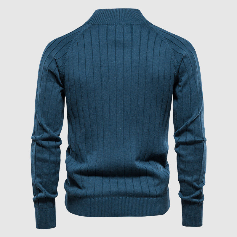 VogeLuxe | Men’s Textured Diamond Knit Zip Cardigan