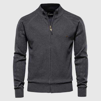 VogeLuxe | Men’s Textured Diamond Knit Zip Cardigan