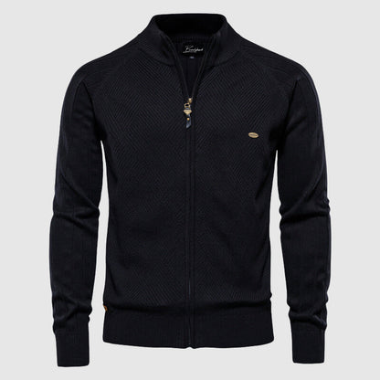 VogeLuxe | Men’s Textured Diamond Knit Zip Cardigan