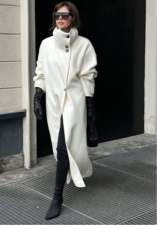 Luxury Warm High Neck Wool Winter Coat for Women - VogeLuxe
