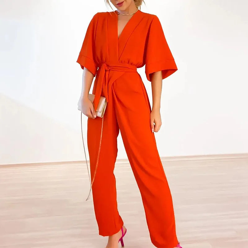 Slim Fit Women's Classic Jumpsuit with Cinched Waist